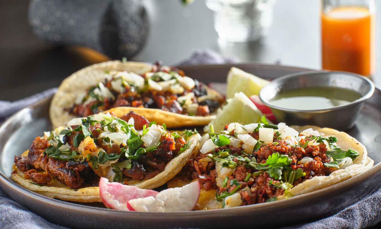 Street tacos with cilantro and onion